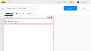 Trinket Python Turtle Lesson:  Draw a Line