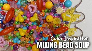 Mixing Bead Soup | Bright Yellow, Pink, Red & Blue Mix | Satisfying ASMR