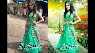 Photoshop Tutorial : Change Background With Soft Yellow Light Effect By Professional Editing screenshot 5