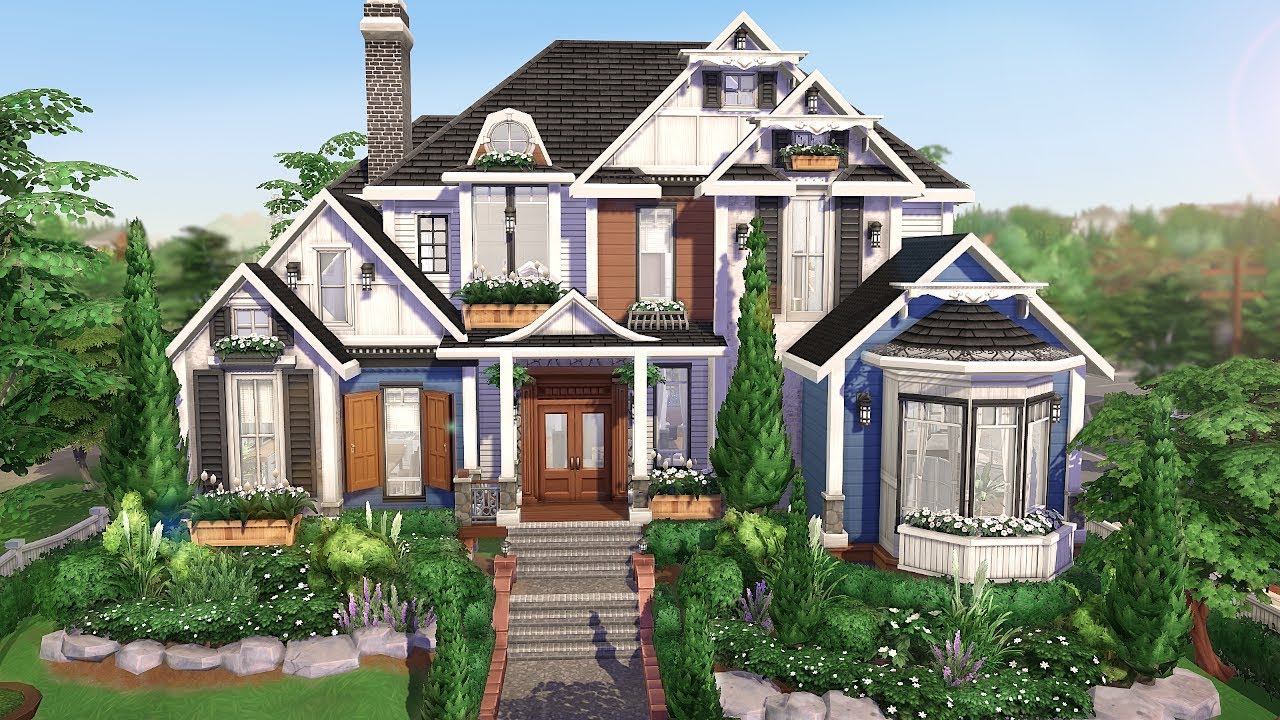 BASEGAME FAMILY HOME 🏡👨‍👩‍👧‍👦 | THE SIMS 4 - Speed Build (NO CC) - YouTube