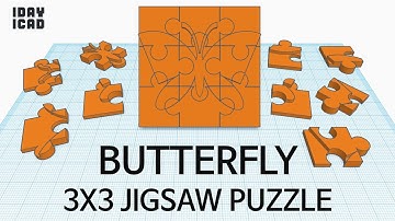 [1DAY_1CAD] 3X3 JIGSAW PUZZLE BUTTERFLY (Tinkercad : know-how / style / education) [STL download]