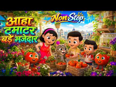 आहा टमाटर बड़े मजेदार | Best Hindi Rhymes | Aaha Tamatar Bade Mazedar | Non-Stop Kids Collection