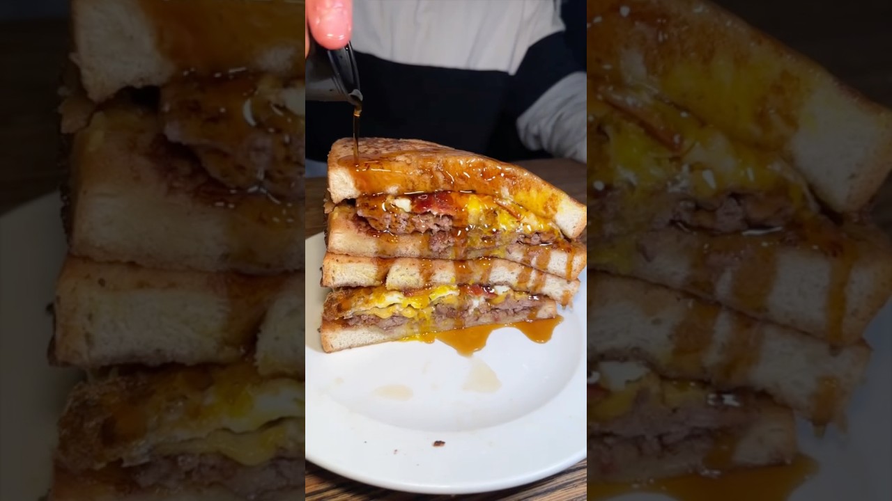 This FRENCH TOAST BURGER from Craftsman Row in Philadelphia is insane! 🍞🍔🔥🤤 #DEVOURPOWER