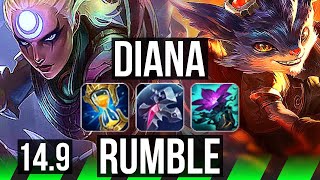 DIANA vs RUMBLE (JGL) | Comeback, 8 solo kills, 68% winrate, 43k DMG, Legendary | EUW Master | 14.9