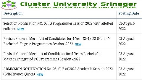 FOUR BIG UPDATES FROM CLUSTER UNIVERSITY SRINAGAR