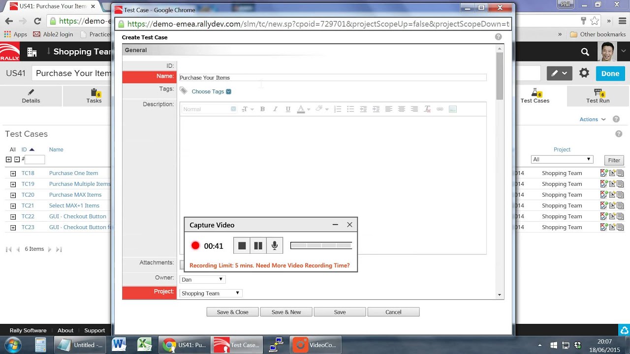 create a test case in rally youtube rally user story template