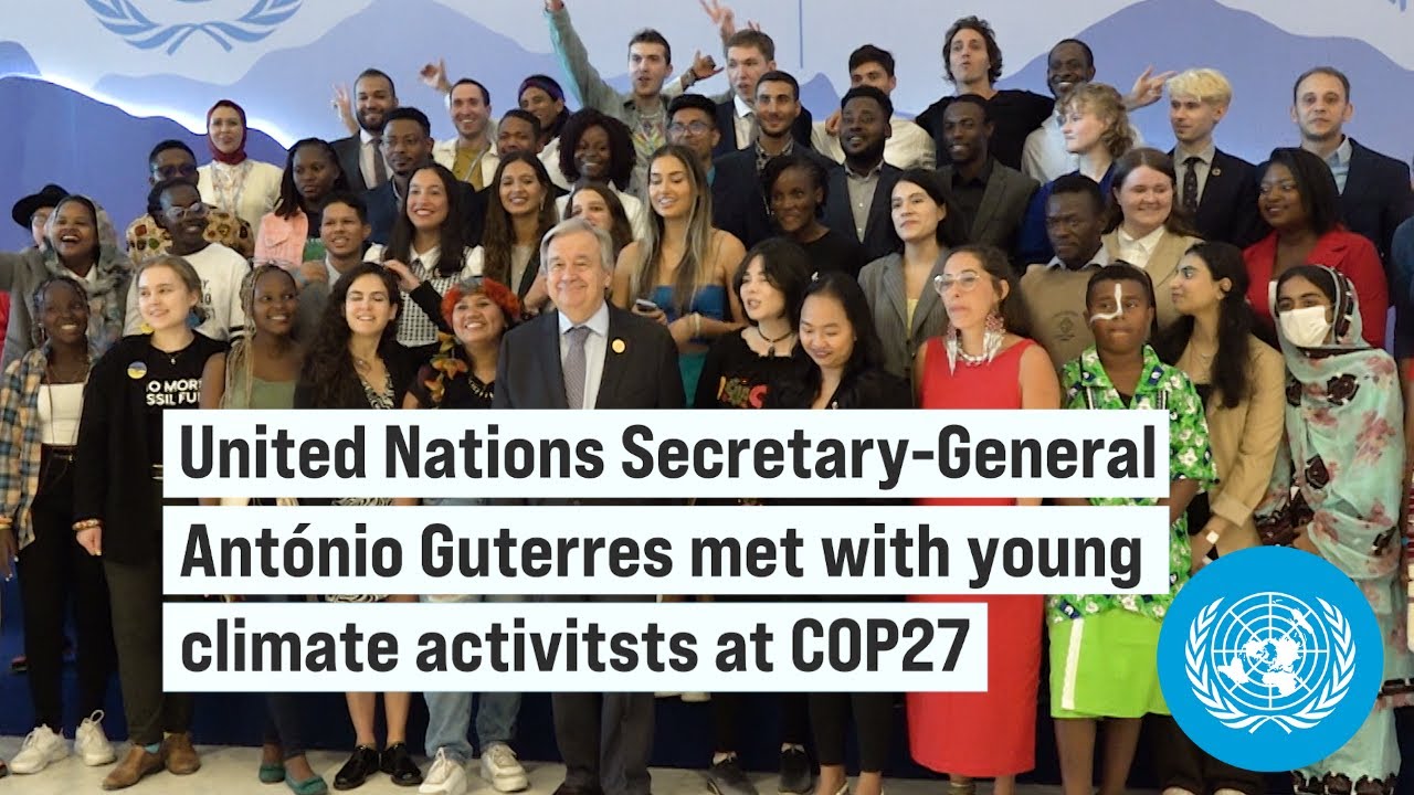 UN Chief Meets Young Climate Activists at COP27 #shorts | United Nations