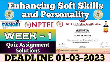 Enhancing Soft Skills and Personality|| NPTEL week 1 assignment  2023 #nptel  @DRUGSCHANDAN