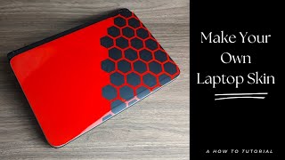 Custom Vinyl Laptop Skin - Racing Red & Matte Black Hexagons (Made With Silhouette Cameo 3)