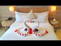 Romantic bedroom decorations  swan towel art  arlove106