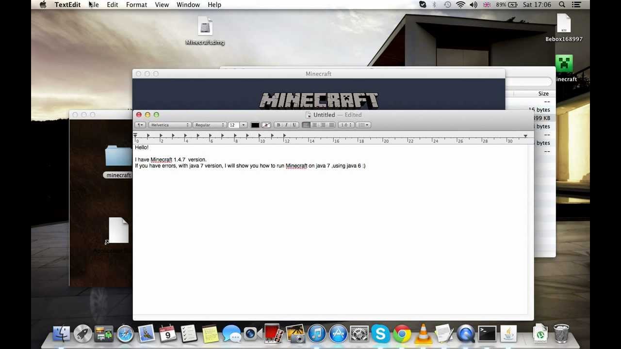 How To Run Minecraft 1 4 7 Or 1 4 6 On Java 7 Using Java 6 Mac Youtube