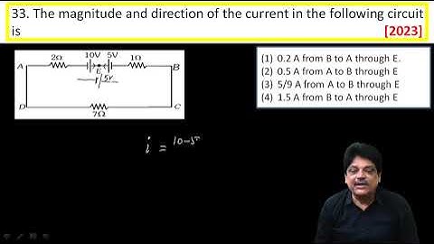 The magnitude and direction of the current in the following circuit is
