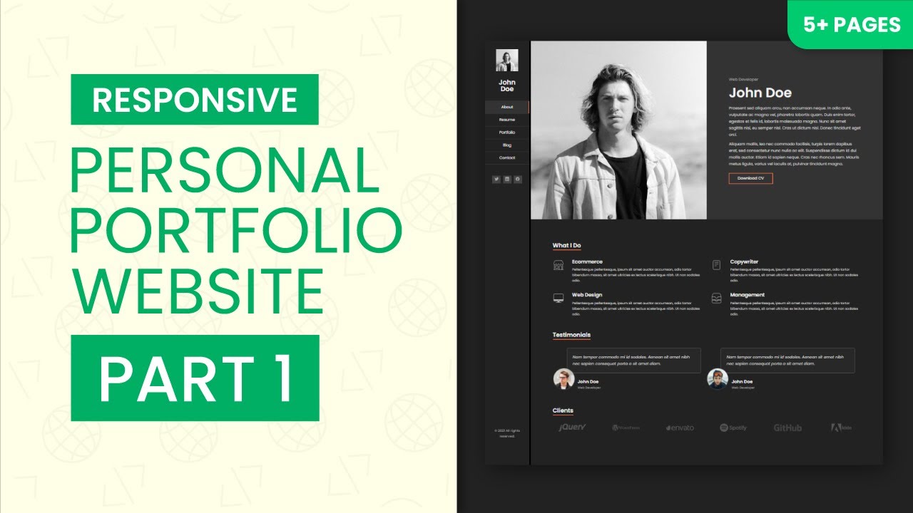 Responsive Personal Portfolio Website with HTML CSS JS - Part 1 - YouTube