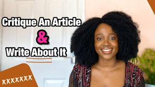How To Critique An Article & Write About It [Write An Articles Critique]