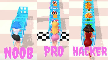 Noob vs Pro vs Hacker in Cart Pusher Level 2 to 4