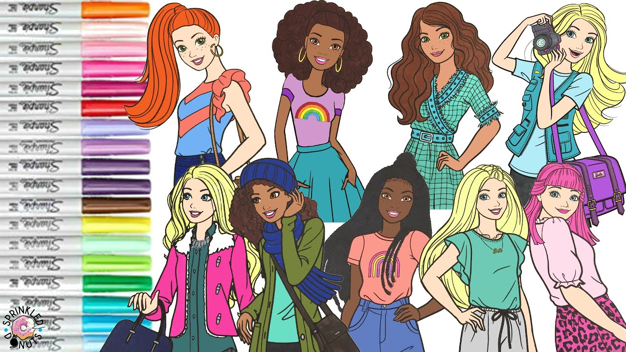 Barbie and Friends Coloring Book Compilation Barbie Brooklyn Teresa Daisy Nikki Summer and Renee