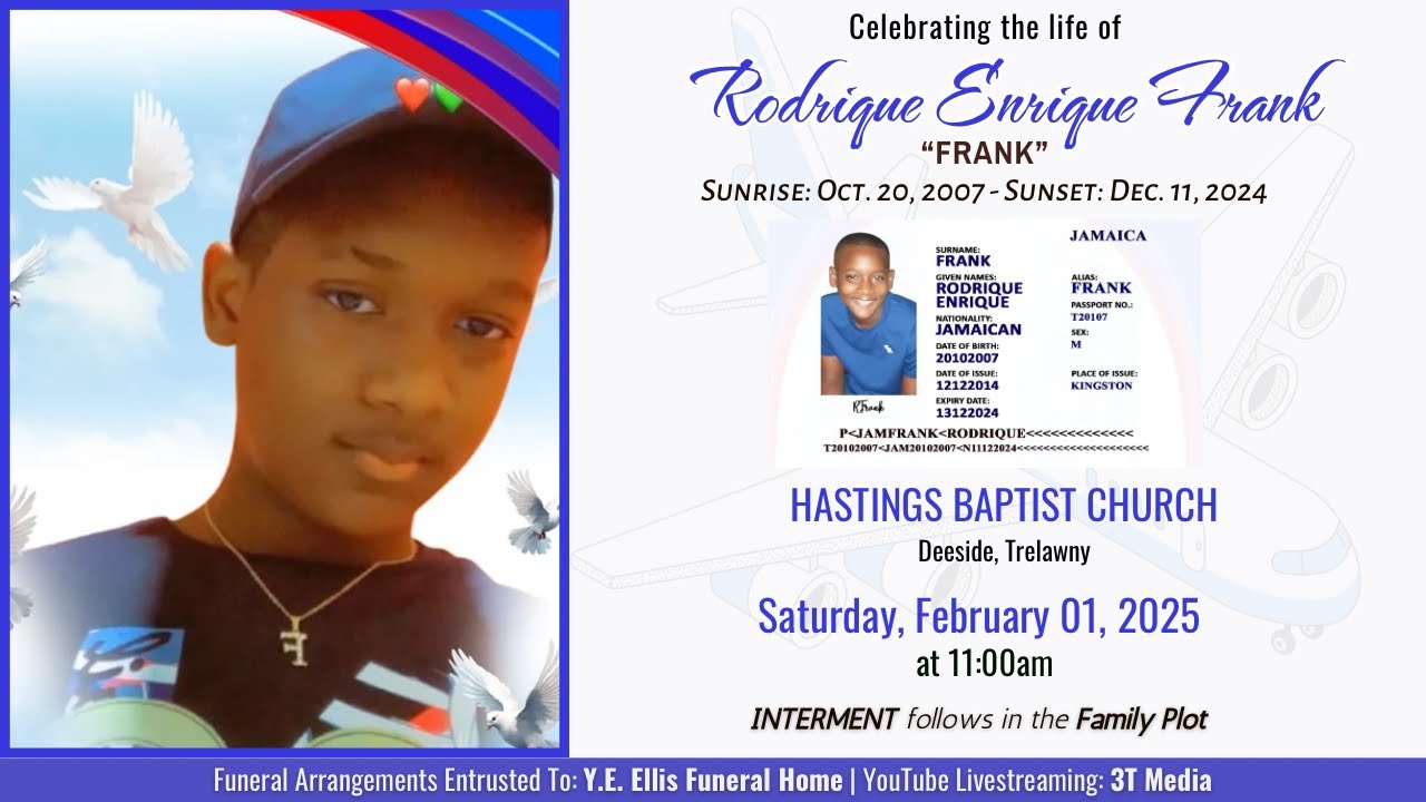 Celebrating the Life of Rodrique Enrique Frank (Frank) - YouTube