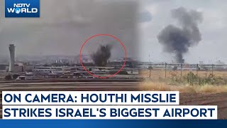 Israel Airport Attack Today | Houthi Ballistic Missile Strikes Israel's Biggest Airport