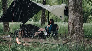 SOLO Camping in the rain ☔️ | cozy relax and sleep in the mysterious forest