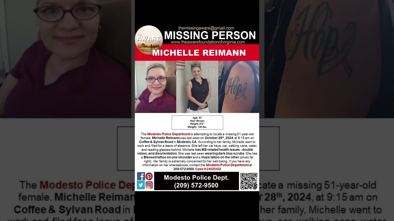 CONCERN GROWING FOR MISSING DISABLED CALIFORNIA WOMAN!!!  WHERE IS MICHELLE REIMANN???