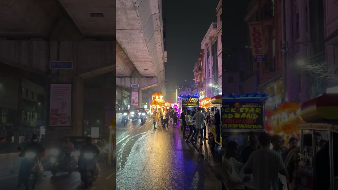 Procession lights held up regular traffic rush lights on busy Punjagutta road