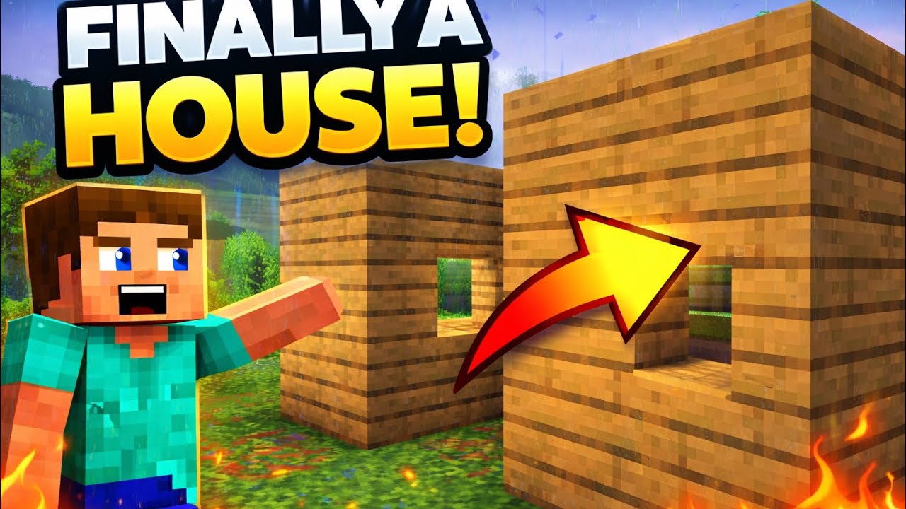 Minecraft Survival Episode 2 | Today I Built My First House 🏠🔥 - YouTube