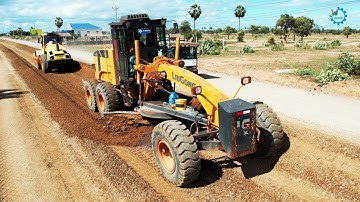 Full Process Mixing Action Grader Spreading Gravel By Matador Grader & Liugong Grader Trimming