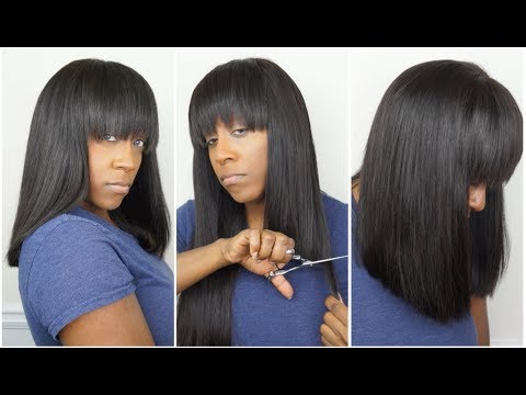 How To | Long Blunt Cut Bob With Bangs Tutorial | Cut + Style | Ft Trendy  Beauty Hair - Youtube