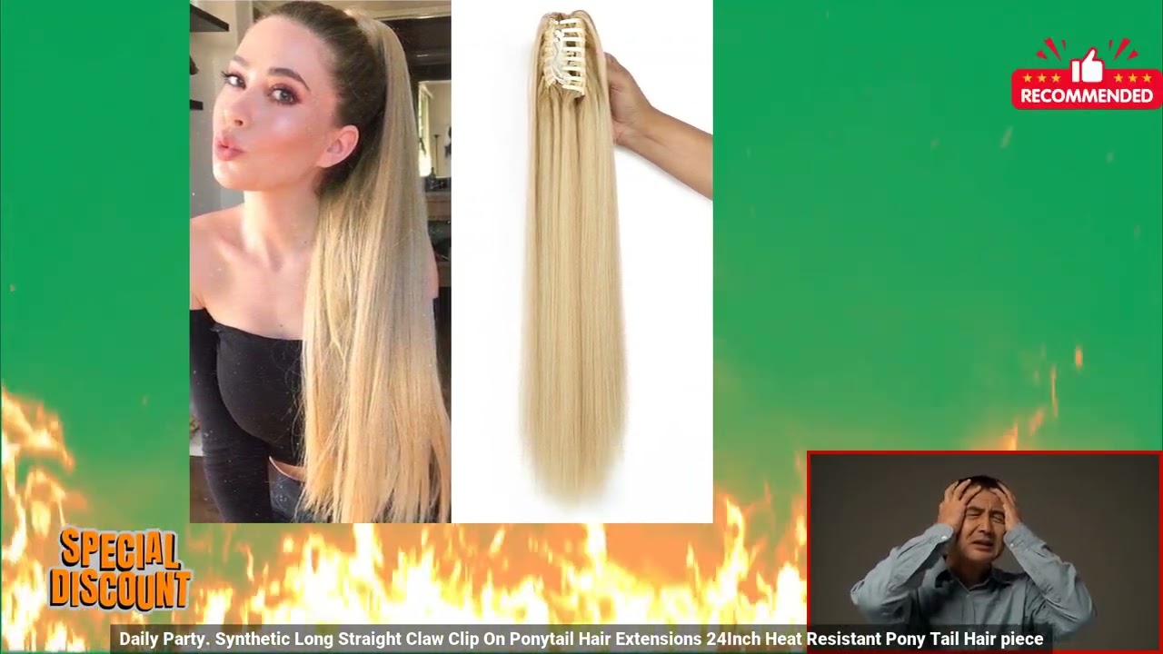 3256804806044845 Synthetic Long Straight Claw Clip On Ponytail Hair Extensions 24Inch H