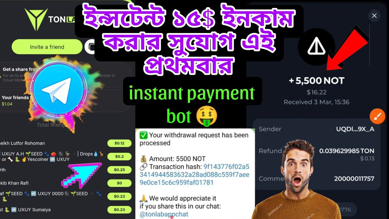 Bot Instant TON LAB APP BOT॥ Instant Payment Bot🤑#instantpaymentbot #viral ...