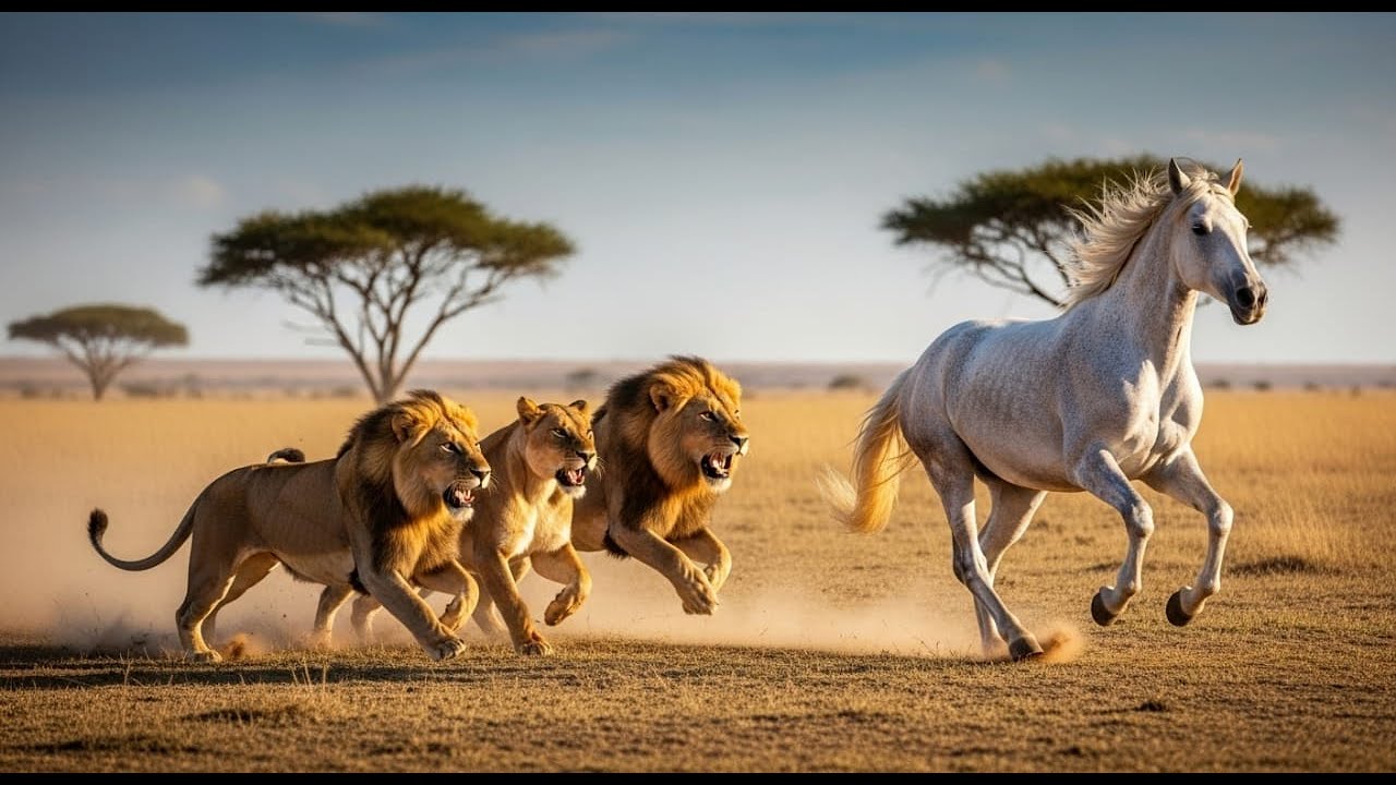 Lions Surround Lone Horse in the Wild | Intense Jungle Showdown