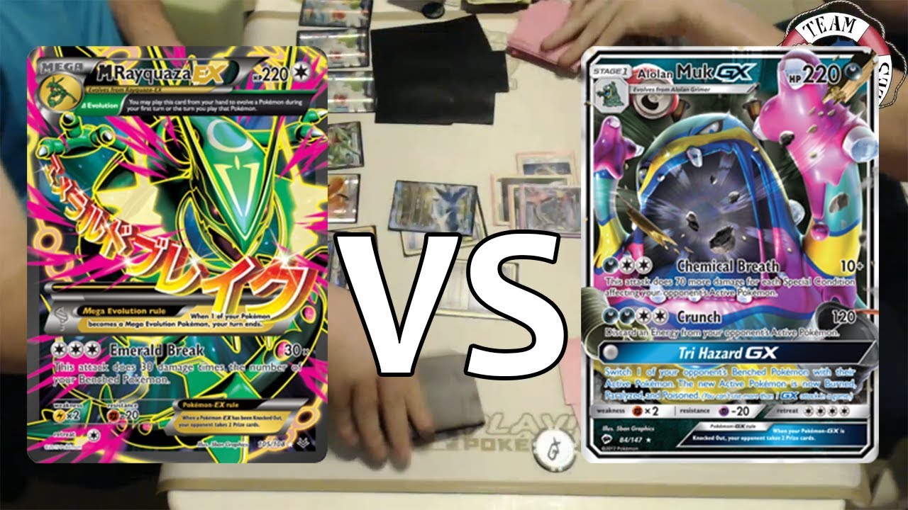 Mega Rayquaza EX vs Muk GX/Salazzle. Burning Shadows Testing!! 