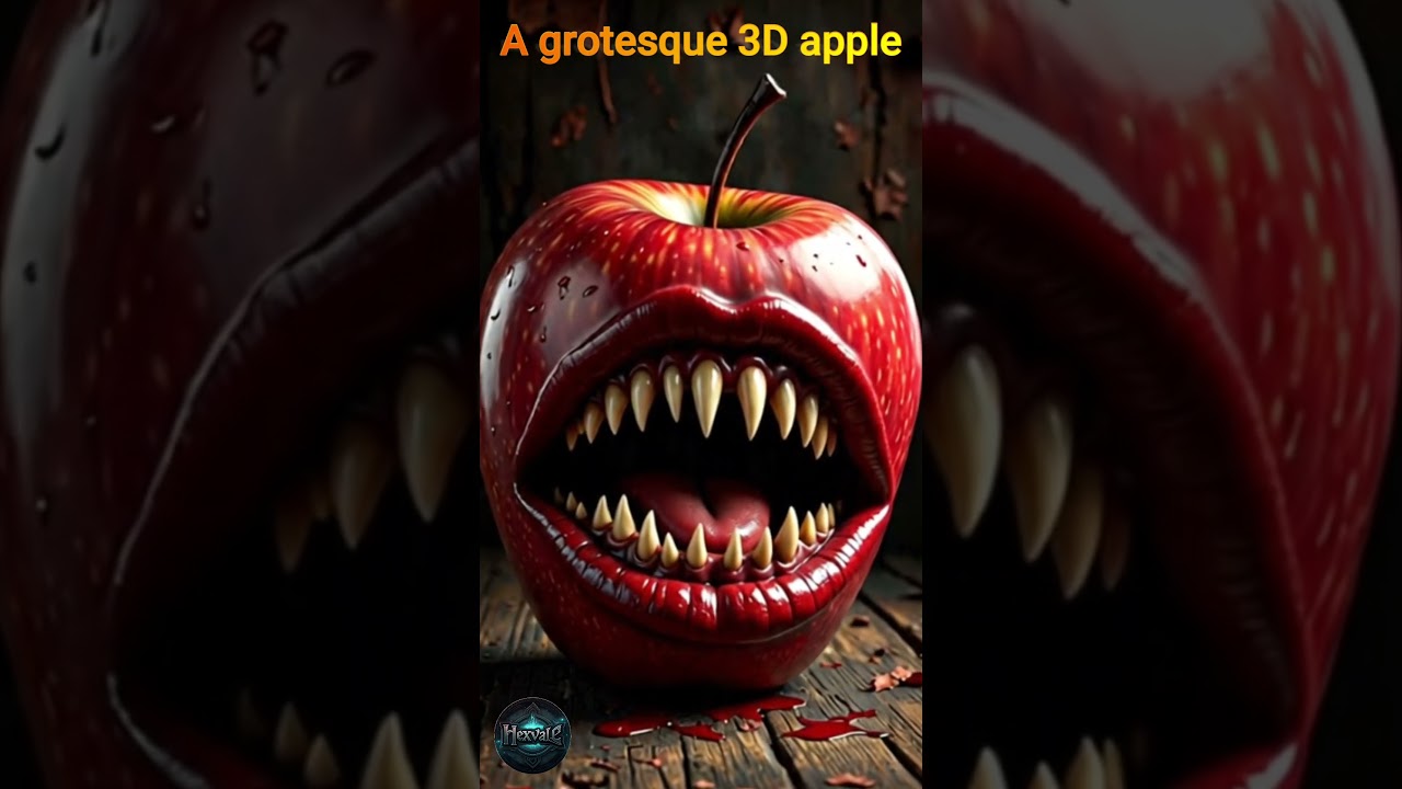 A grotesque 3D apple 