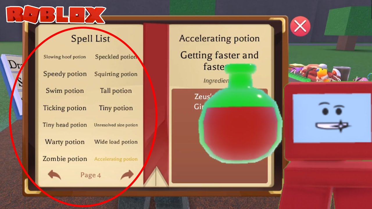 All 74 Spells Potions With All Ingredients Roblox Wacky Wizard Youtube - mini potion roblox gear