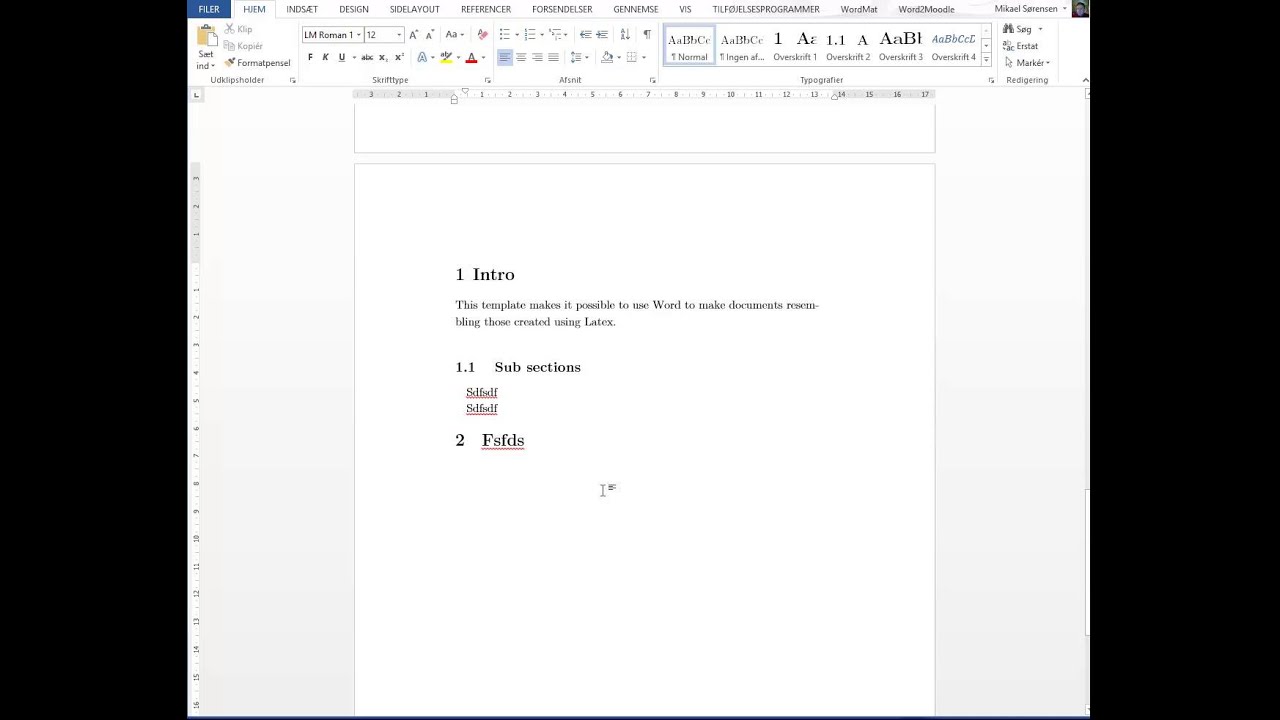 How to create Latex like documents using Word