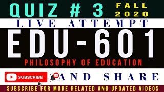 EDU601 Quiz # 3 Live Attempt || EDU601 Quiz # 3 Solution 2020
