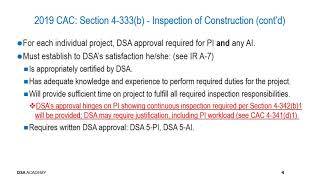 DSA 2019 CAC: Section 4-333(b) - Inspection of Construction Wealth