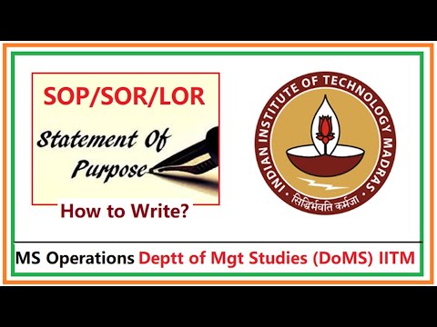 How to write Research Proposal for Operations DOMS | IIT Madras, MS | Sample SOR for DOMS IIT Madras