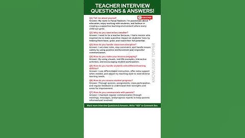 Teacher Interview Questions and Answers | Teaching interview Questions and  Answers