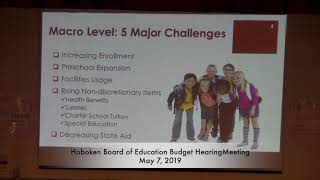 Hoboken Board of Education meeting Budget Hearing May 7, 2019