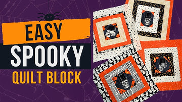 Beginner Log Cabin Quilt Block Tutorial | Fussy Cut Skull Center for Spooky Quilts!