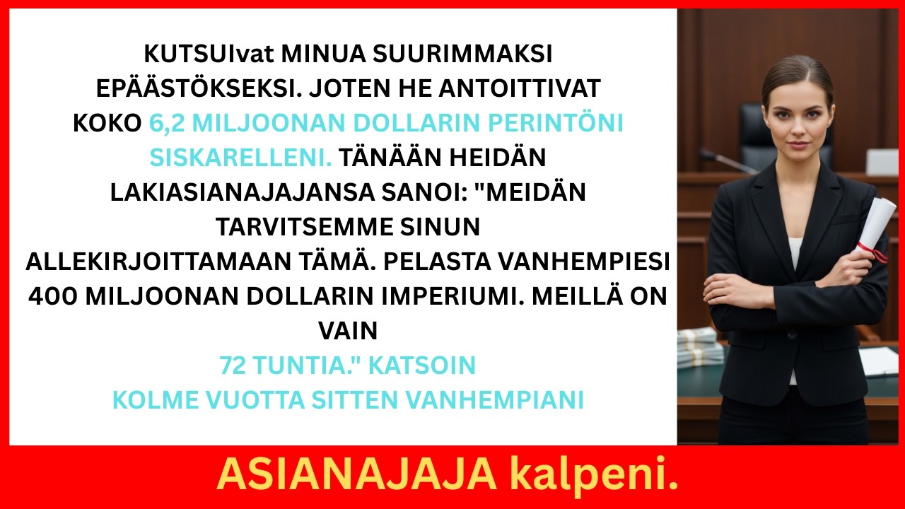 Vanhempani estivät perintöni – kunnes he tarvitsivat allekirjoitukseni pelastaakseen 400M $