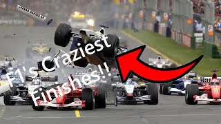5 CRAZIEST F1 race finishes ever!!