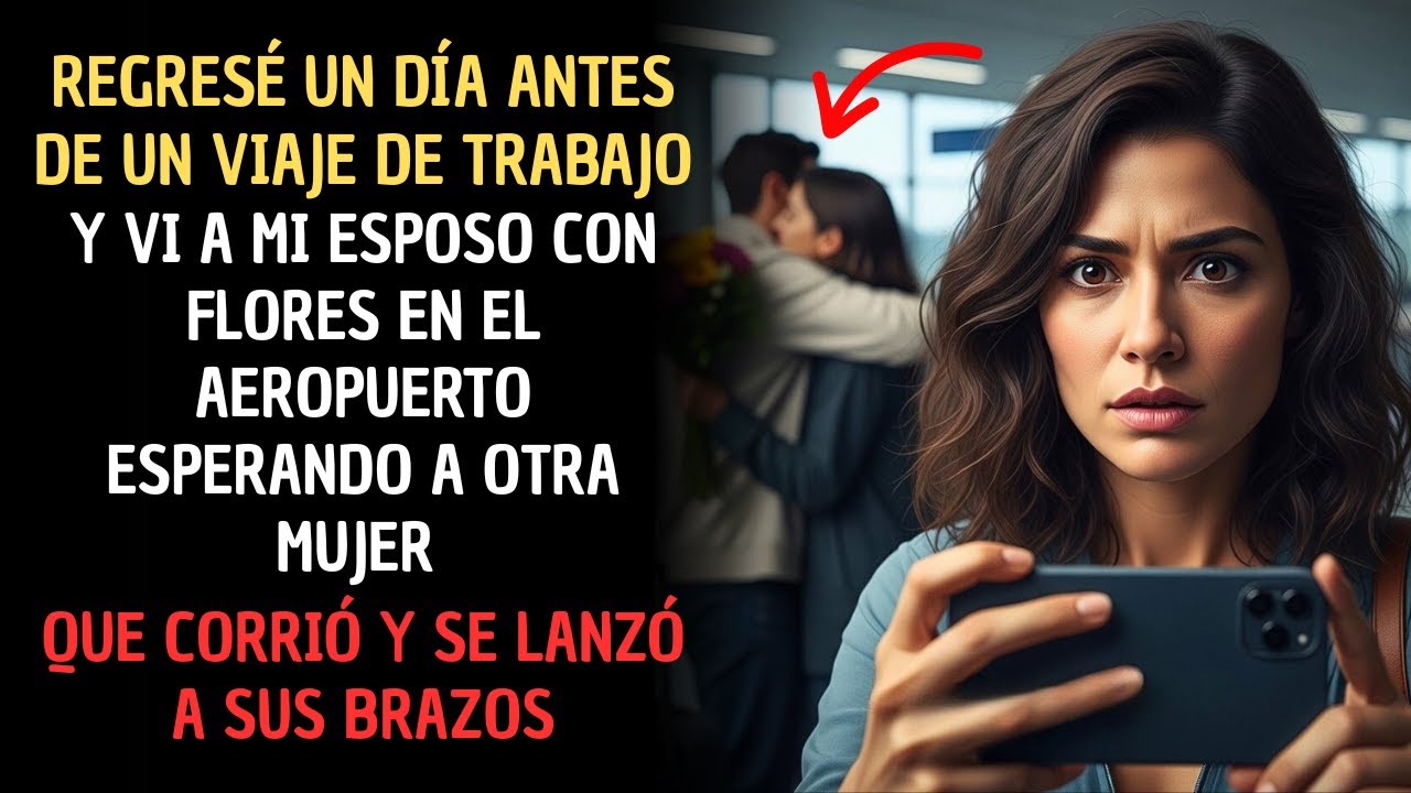 REGRESÉ UN DÍA ANTES Y LO DESCUBRÍ: Mi Esposo con Flores Esperando a OTRA en el Aeropuerto...