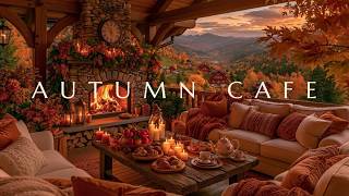 Cozy Autumn Coffee Shop 🍂🔥Coffee Shop Jazz & Fireplace Sounds for Deep Focus