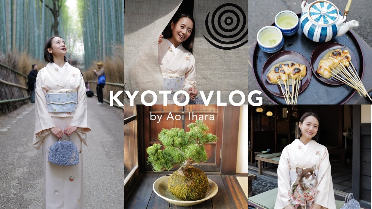 【京都vlog】1泊2日！久しぶりの京都旅行⛩️✨着物着て大満喫👘着付け/嵐山/カフェ/コーデ紹介