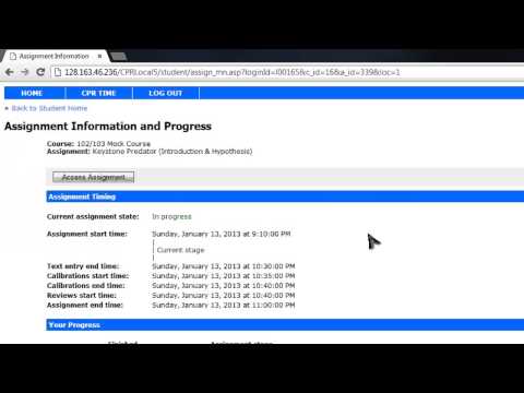 Calibrated Peer Review Tutorial:  Account Setup, Login, Text Entry