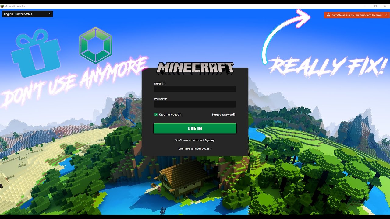 How to fix : " Sorry make sure you are online and try again " minecraft error (Alt, MCLeaks) How to fix : " Sorry make sure you are online and try again " minecraft error (Alt, MCLeaks)