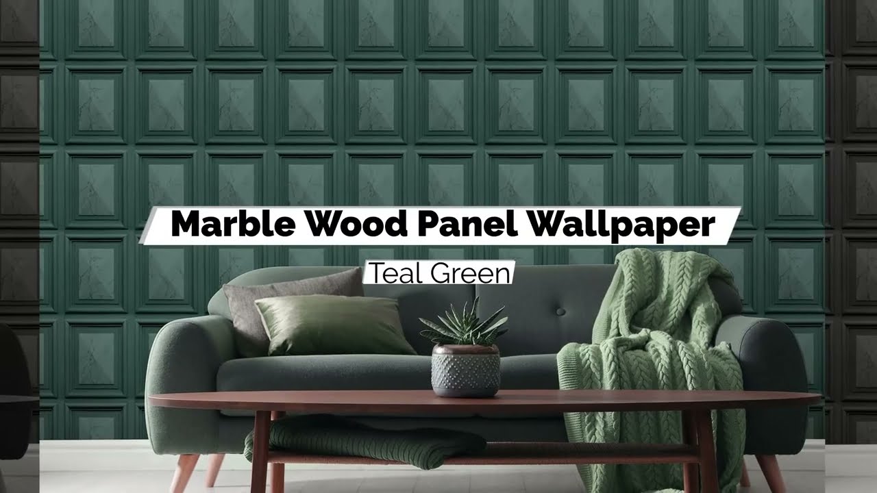 Marble Wood Panel Wallpaper - World of Wallpaper - Teal Green AG500-39