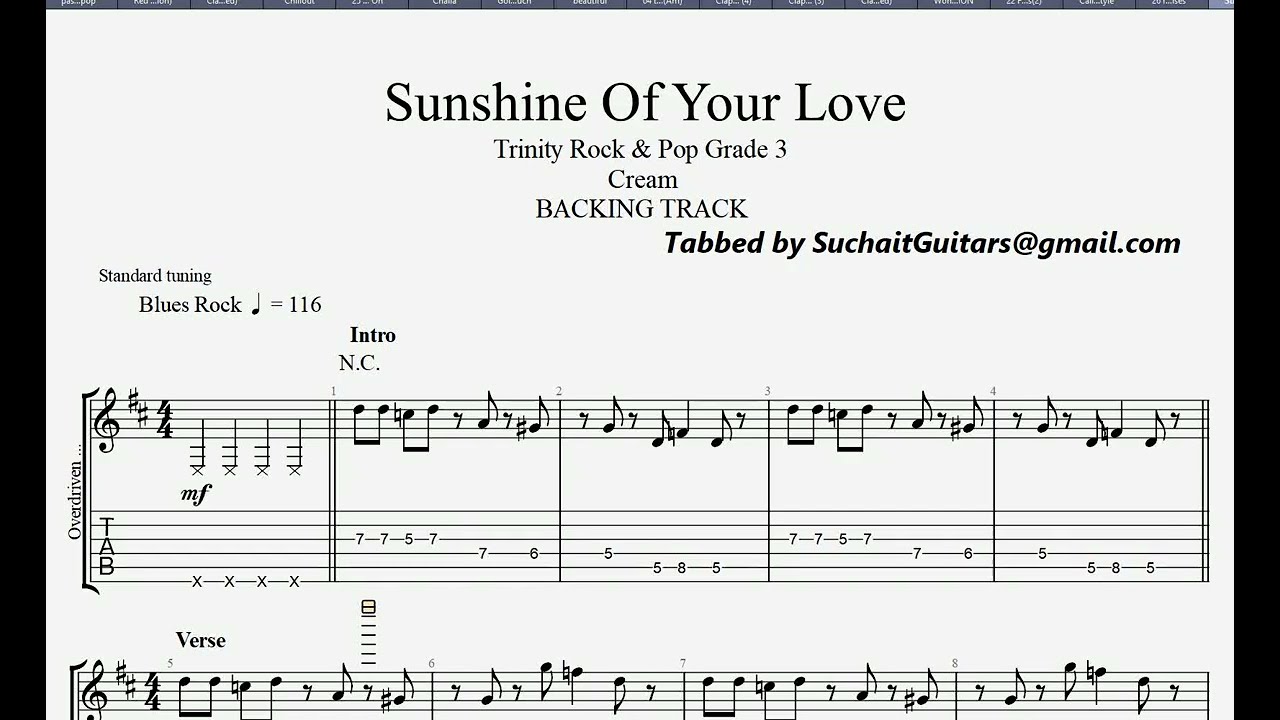 Sunshine Of Your Love (backing track), Trinity rock & pop Grade 3 